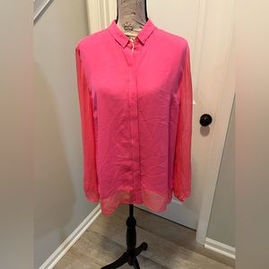 Beautiful Coral 100% Silk Blouse by Elie Tahari, size Large. Stunning! Worn once